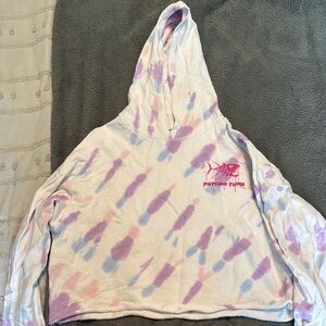 Tie-Dye Hoodie with Pink Logo